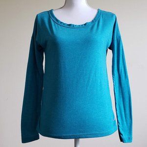 Avia Long Sleeve Split Back Athletic Top Blue Size Medium